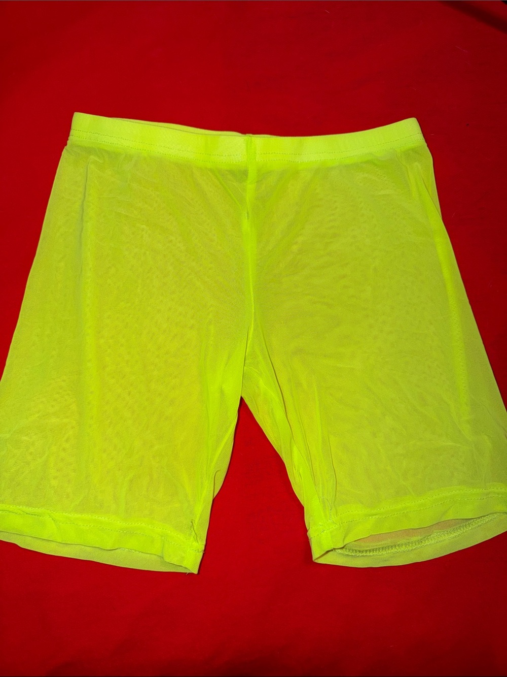 Neon Yellow Mesh Woman’s Athletic Shorts